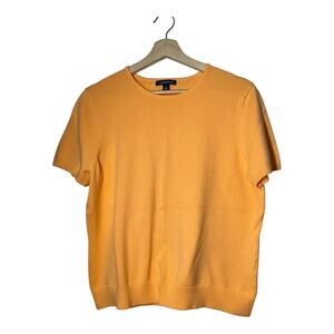 Lands' End Short Sleeve Sweater Size Large Cantaloupe Orange